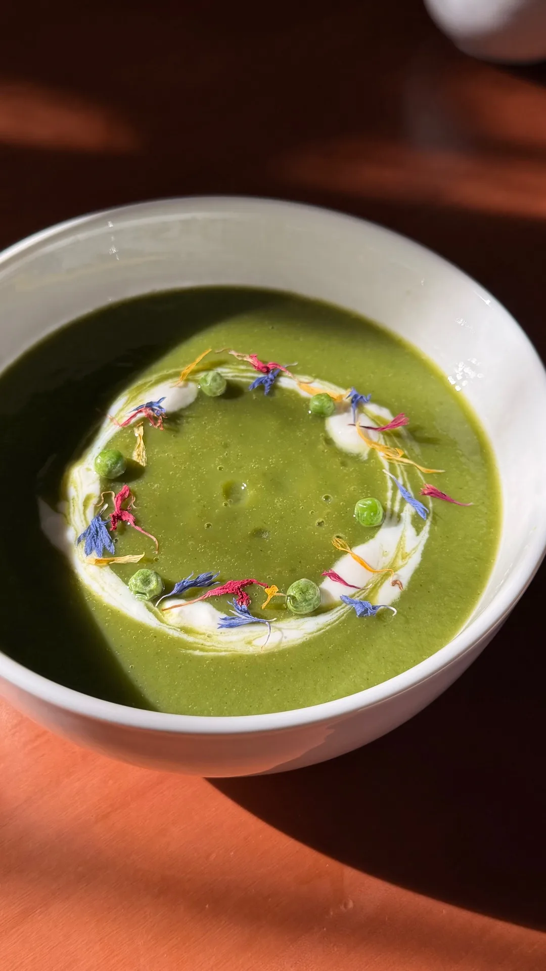 Vellutata zucchine, porri e piselli